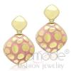 Gold Plated Stainless Steel Light Rose Epoxy Drop Earrings