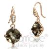 Rose Gold Stainless Steel Smoky Topaz Quartz Drop Earrings