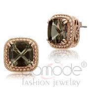 Wholesale Rose Gold Stainless Steel Brown Genuine Stone Studs