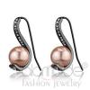 Light Black Stainless Steel Peach Pearl Drop Earrings