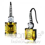 Wholesale Stainless Steel Square Topaz Yellow AAA CZ Drop Earrings