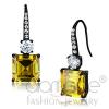 Stainless Steel Square Topaz Yellow AAA CZ Drop Earrings