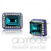 Wholesale Stainless Steel Zircon Blue Crystal Halo Stud Earrings