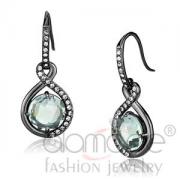 Wholesale Stainless Steel Emerald Green Amethyst Drop Earrings