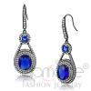 Stainless Steel Sapphire Blue Glass Dangle Earrings