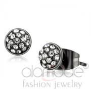 Wholesale Light Black Stainless Steel Pave Crystal Stud Earrings