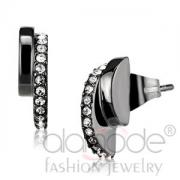 Wholesale Fashion Light Black Stainless Steel Crystal Stud Earrings