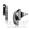 Fashion Light Black Stainless Steel Crystal Stud Earrings