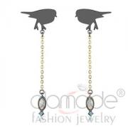Wholesale Stainless Steel Easter Bird Opal Dangle Earrings
