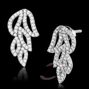 Wholesale Rhodium 925 Sterling Silver Leaves AAA CZ Stud Earrings