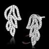 Rhodium 925 Sterling Silver Leaves AAA CZ Stud Earrings