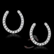 Wholesale Rhodium 925 Sterling Silver Charm Horseshoe AAA CZ Studs