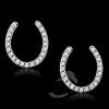 Rhodium 925 Sterling Silver Charm Horseshoe AAA CZ Studs