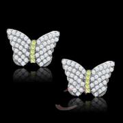 Wholesale Rhodium 925 Sterling Silver Citrine Yellow CZ Butterfly Stud