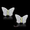 Rhodium 925 Sterling Silver Citrine Yellow CZ Butterfly Stud