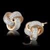 Rose Gold Sterling Silver AAA CZ Knot Stud Earrings