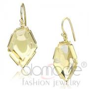 Wholesale Fashion Gold Plated Citrine Yellow Resin Dangle Earrings