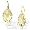 Fashion Gold Plated Citrine Yellow Resin Dangle Earrings