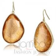 Wholesale Large Gold Plated Orange Resin Dangle Earrings