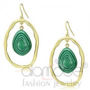 Wholesale Gold Plated Emerald Green Malachite Dangle Earrings