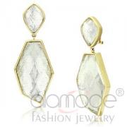 Wholesale Wholesale Gold Plated White Resin Dangle Earrings