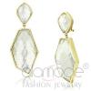 Wholesale Gold Plated White Resin Dangle Earrings