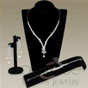 Wholesale Wholesale Rhodium CZ 3 Piece Pearl Jewelry Set