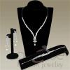 Wholesale Rhodium CZ 3 Piece Pearl Jewelry Set