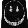 Trellis Rhodium Cubic Zicronia Earrings Necklace Jewelry Set