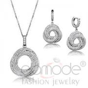 Wholesale Rhodium CZ Cubic Zirconia Circles Drop Jewelry Set