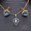 Romantic Blue Heart Jewelry Set With Crystals From Swarovski