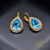 Aquamarine Blue Earrings With Crystals From Swarovski