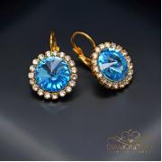 Wholesale Rivoli Blue Gold Earrings With Crystals From Swarovski