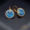 Rivoli Blue Gold Earrings With Crystals From Swarovski