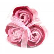 Wholesale 6x Set Of 3 Soap Flower Heart Box - Pink Roses 