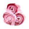 6x Set Of 3 Soap Flower Heart Box - Pink Roses 