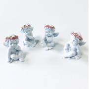 Wholesale 12x Small Angel Thinking With Pink Roses