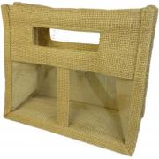 Wholesale 10x Lrg Two Jar Jute Gift Bag - Natural