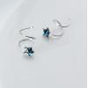 Sweet Blue CZ Star Wave Spring 925 Silver Stud Earrings