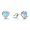 Fashion Hearts  Blue Created Opal Sterling Silver Earrings