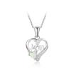 Heart Mom White  Created Opal 925 Sterling Silver CZ Necklac