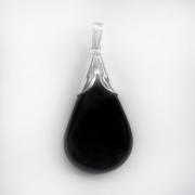 Wholesale BLACK ONYX DROP SILVER PENDANT
