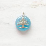 Wholesale BLUE CHALCEDONY TREE OF LIFE SILVER PENDANT 