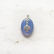Wholesale INK BLUE CHALCEDONY TREE OF LIFE SILVER PENDANT