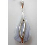 Wholesale BLUE LACE AGATE SILVER PENDANT 