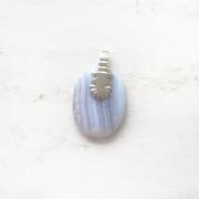 Wholesale BLUE LACE AGATE TRIBAL SILVER PENDANT