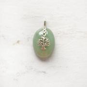 Wholesale GREEN AVENTURINE TREE OF LIFE SILVER PENDANT