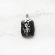 Wholesale SNOWFLAKE OBSIDIAN SILVER FILIGREE PENDANT