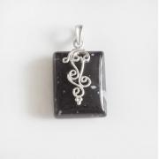 Wholesale SNOWFLAKE OBSIDIAN FILIGREE SILVER PENDANT
