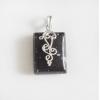 SNOWFLAKE OBSIDIAN FILIGREE SILVER PENDANT